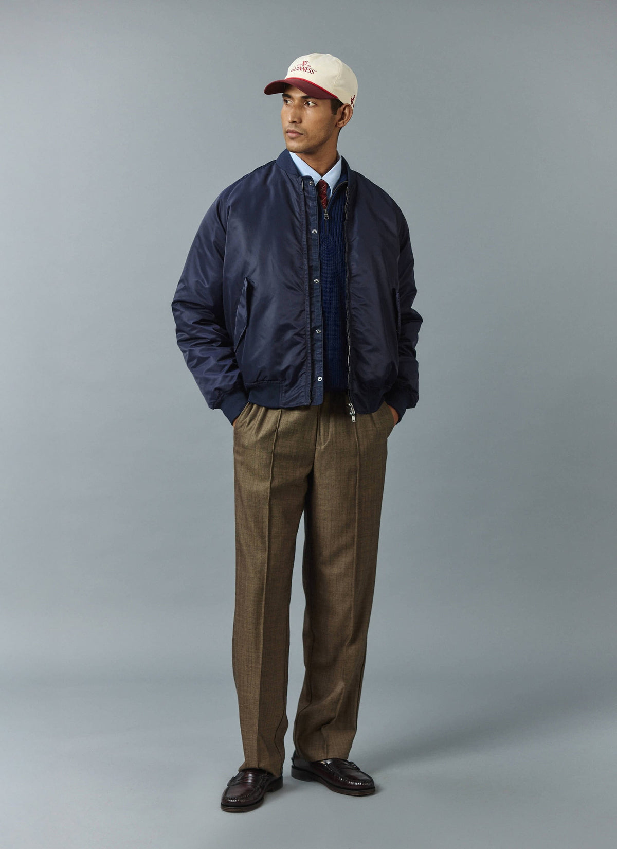 Grounds Relaxed Trousers - Herringbone Wool - Oak | Percival