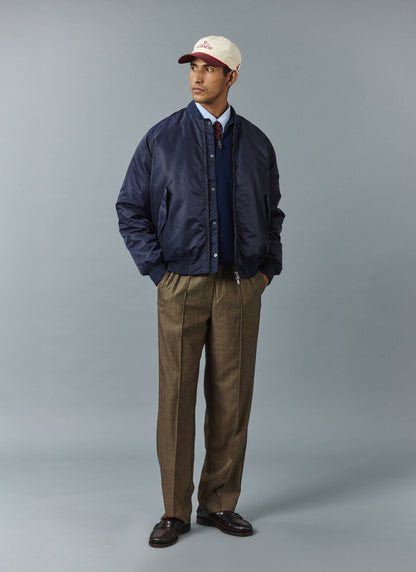 Grounds Relaxed Trousers - Herringbone Wool - Oak | Percival