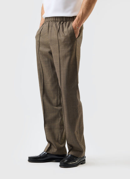 Grounds Relaxed Trousers - Herringbone Wool - Oak | Percival