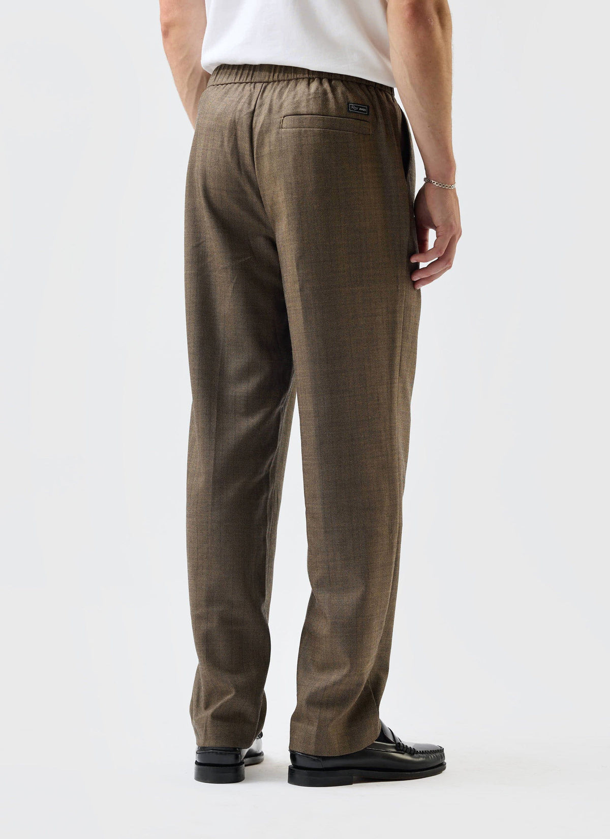 Grounds Relaxed Trousers - Herringbone Wool - Oak | Percival