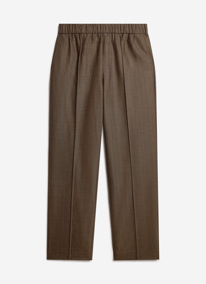 Grounds Relaxed Trousers - Herringbone Wool - Oak | Percival