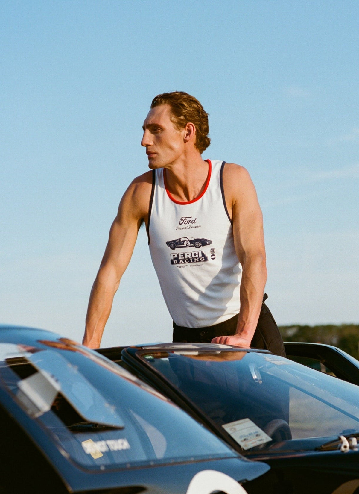 Men's GT40 Vest - Ford x Percival - Organic Cotton - White | Percival