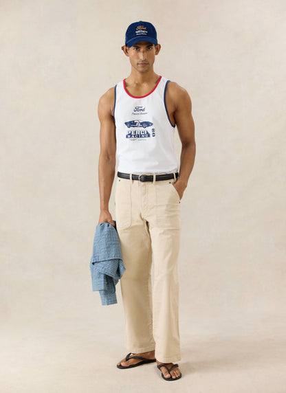 Men's GT40 Vest - Ford x Percival - Organic Cotton - White | Percival