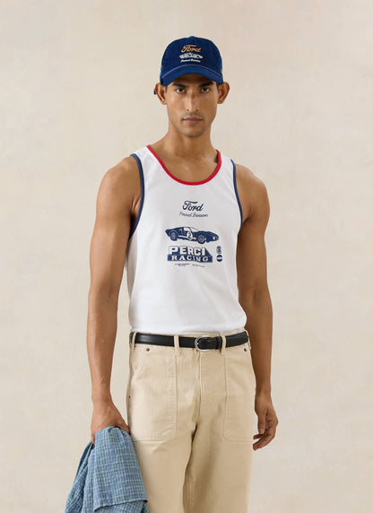 Men's GT40 Vest - Ford x Percival - Organic Cotton - White | Percival