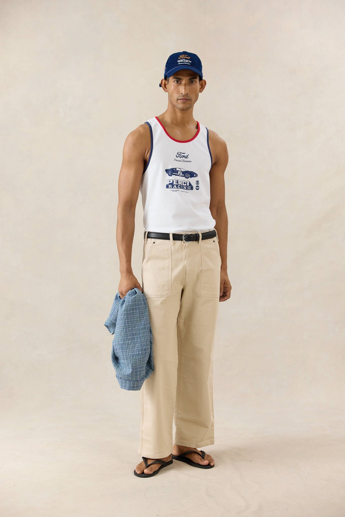 Men's GT40 Vest - Ford x Percival - Organic Cotton - White | Percival