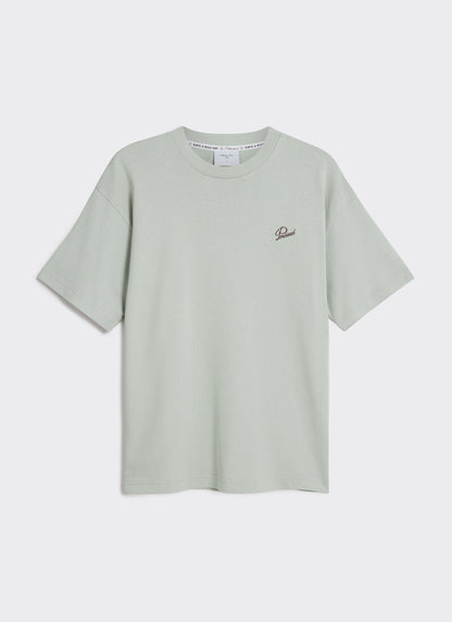 Men's T Shirt - Perci Script - Embroidered Organic Cotton - Sage | Percival