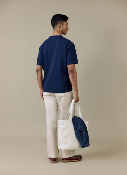 Men's T Shirt - Perci Script - Embroidered Organic Cotton - Navy | Percival