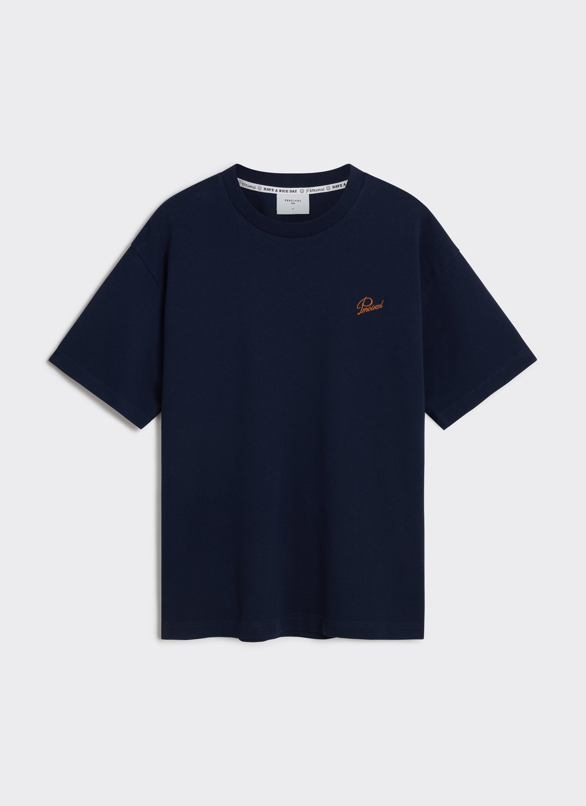 Men's T Shirt - Perci Script - Embroidered Organic Cotton - Navy | Percival