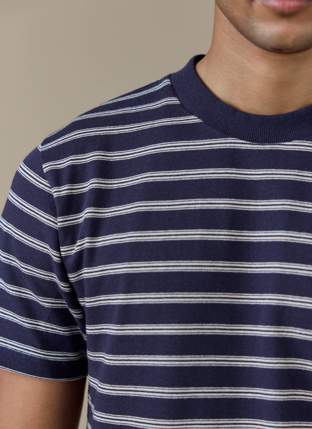 Men's Breton T Shirt - Arlo Raw Hem - Cotton - White Stripe | Percival