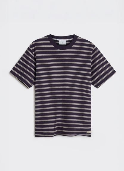 Men's Breton T Shirt - Arlo Raw Hem - Cotton - White Stripe | Percival