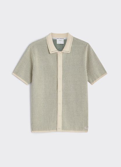 Men's Knitted Polo Shirt - Dixon - Cotton - Cream | Percival