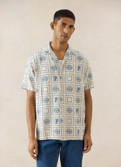Solis Heaton Cuban Shirt - Linen Blend - Cream | Percival