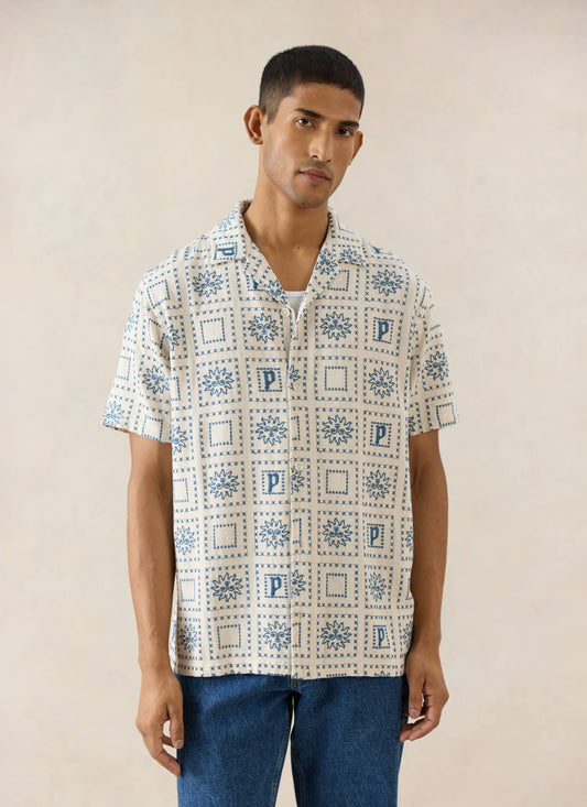 Solis Heaton Cuban Shirt - Linen Blend - Cream | Percival