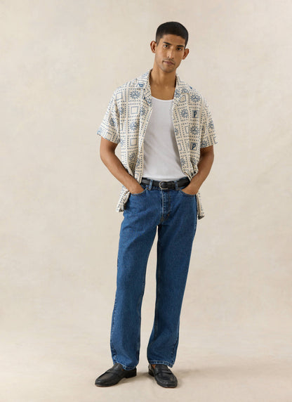 Solis Heaton Cuban Shirt - Linen Blend - Cream | Percival