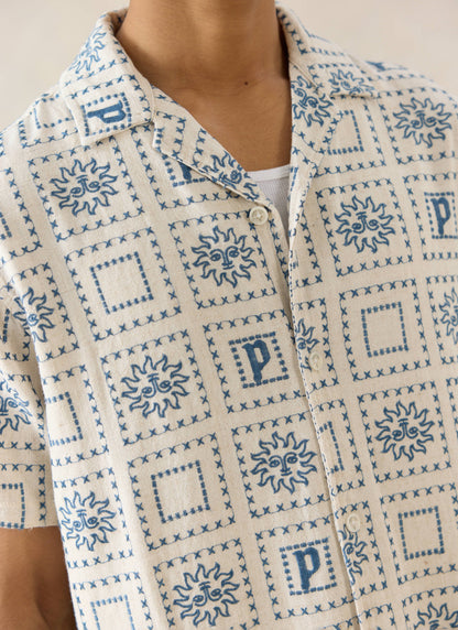 Solis Heaton Cuban Shirt - Linen Blend - Cream | Percival