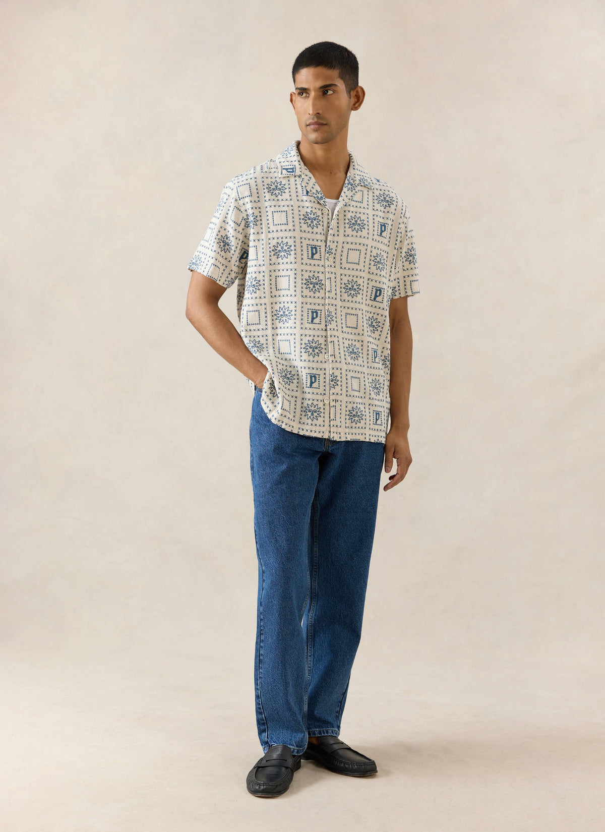 Solis Heaton Cuban Shirt - Linen Blend - Cream | Percival