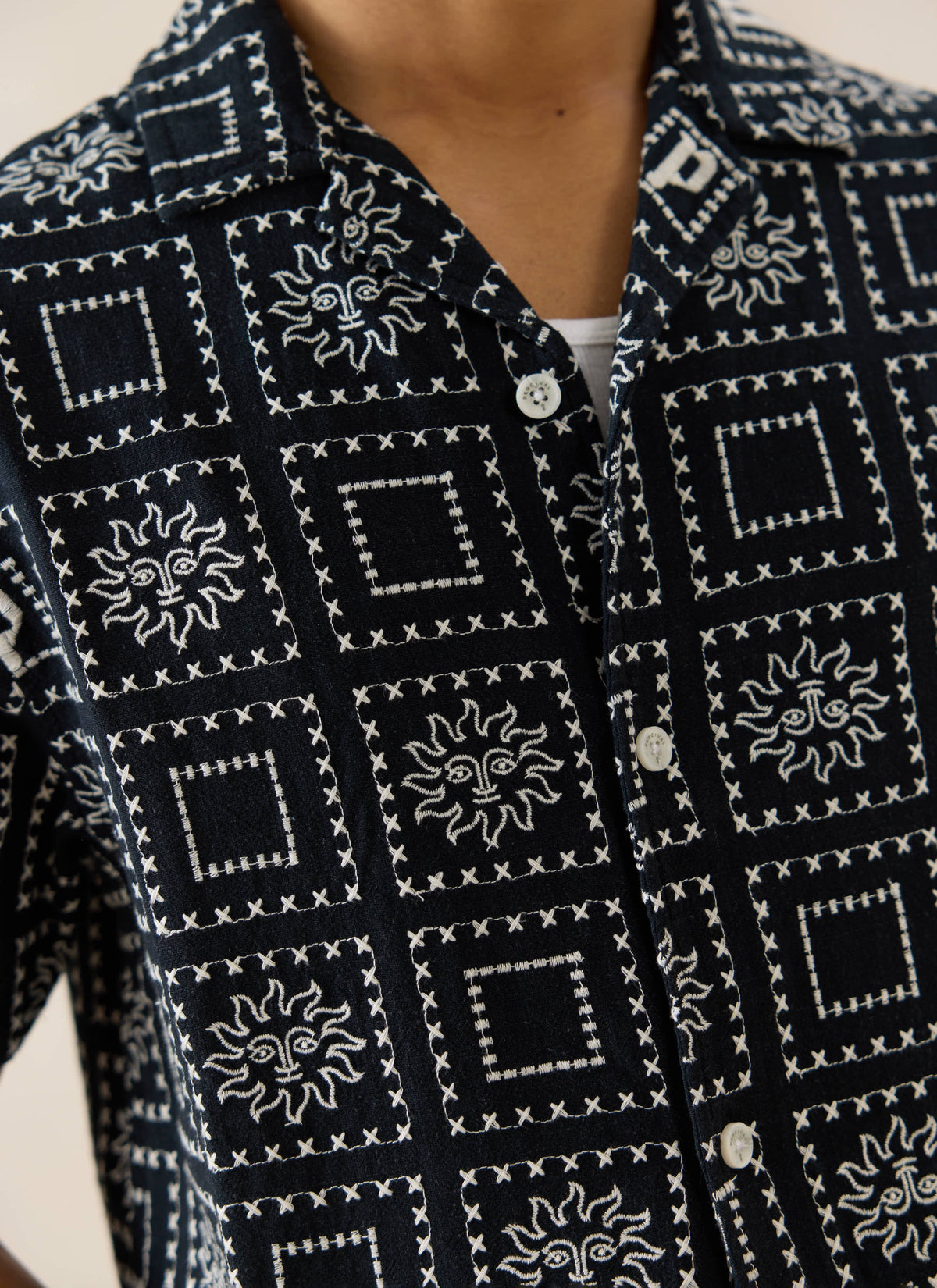 Men's Solis Heaton Cuban Shirt - Linen Blend - Black | Percival