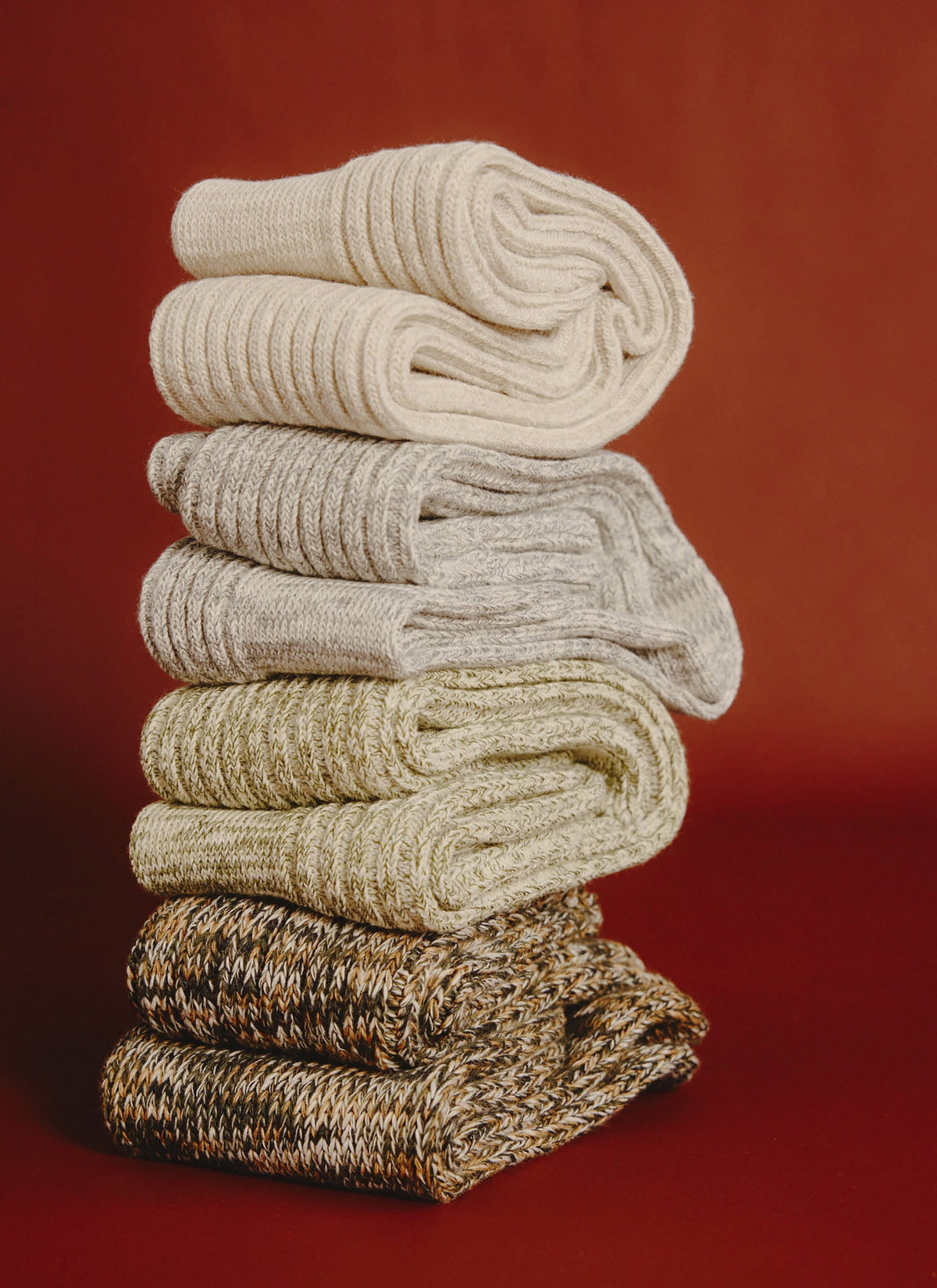 Men's Ribbed Marl Socks - Cotton - Fern Green | Percival