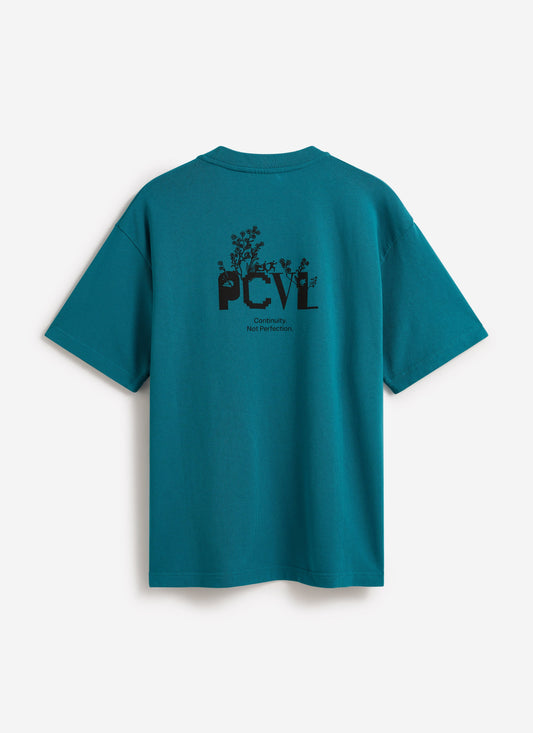 Men's T Shirt - PCVL Aura Boxy Printed - Blue Organic Cotton | Percival