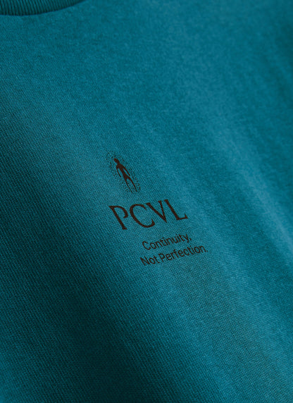 Men's T Shirt - PCVL Aura Boxy Printed - Blue Organic Cotton | Percival