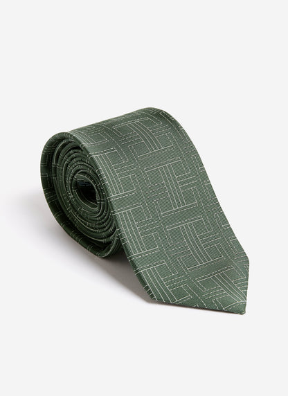 Men's Silk Tie - Sashiko Textured Weave - Forest Green | Percival