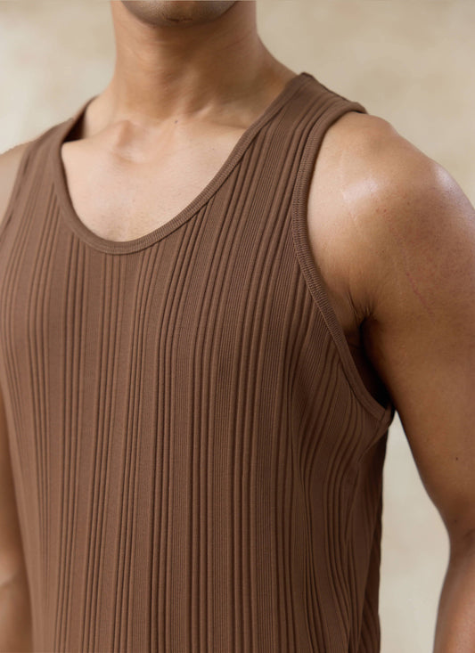 Men's Leon Ribbed Vest - Brown - Organic Cotton | Percival