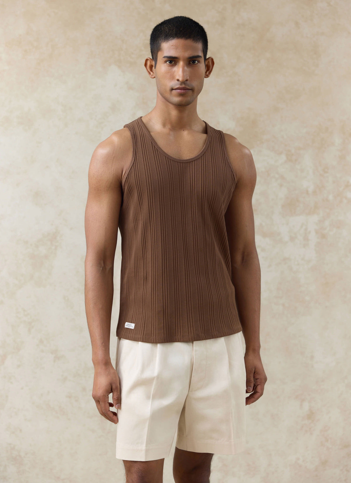 Men's Leon Ribbed Vest - Brown - Organic Cotton | Percival