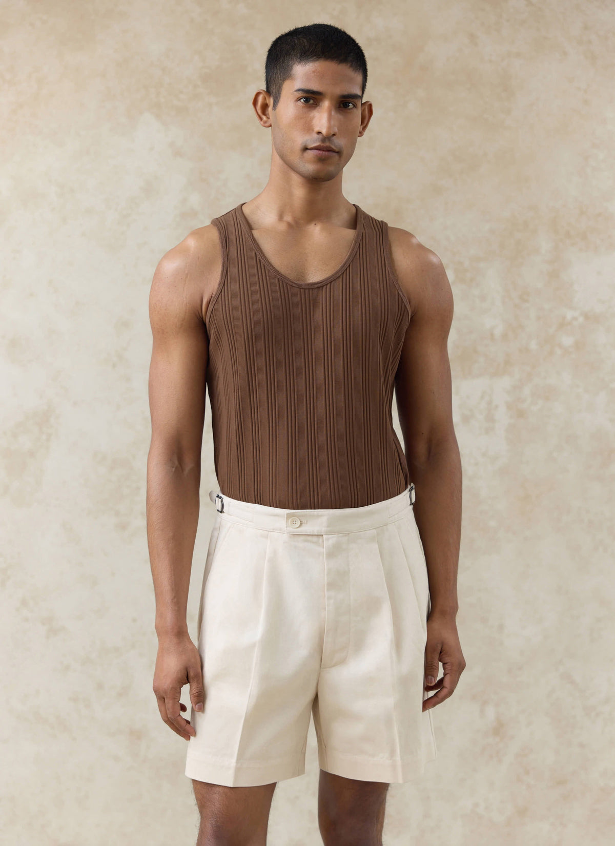 Men's Leon Ribbed Vest - Brown - Organic Cotton | Percival